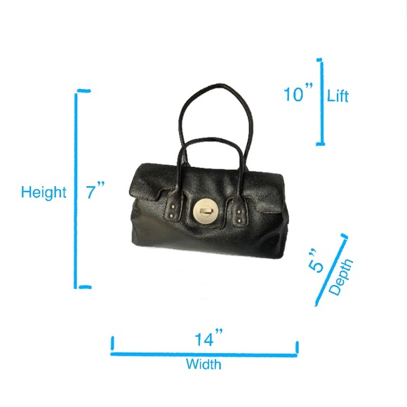 Black Tote Medicine Bag Style Gladstone Purse PU Leather - Picture 9 of 10